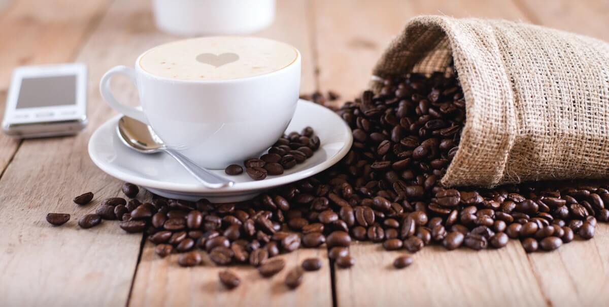 coffee beans and cup of coffee