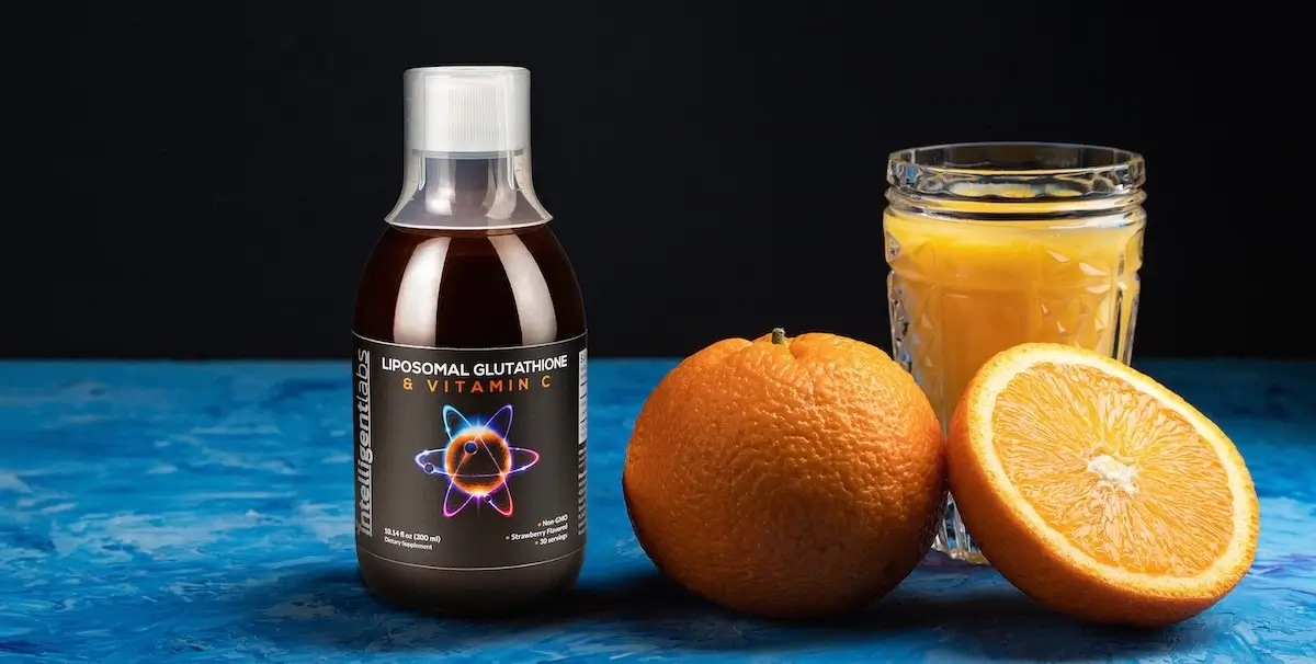 liposomales Glutathion und Vitamin C mit einigen Orangen